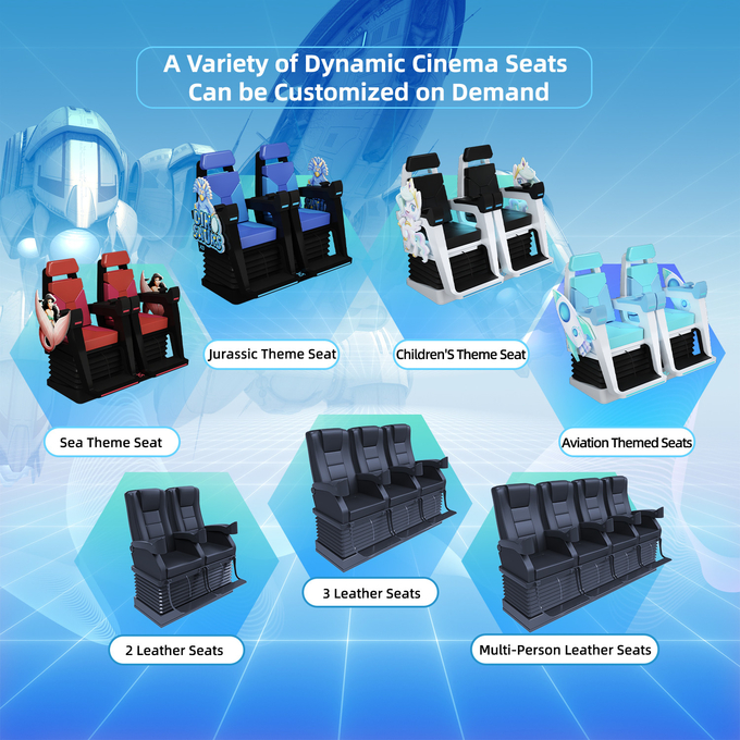 Sprzedawcy systemów filmowych VR Sprzęt krzesła kina filmowego 4d 5d 7d 9d 6d Teatr z wieloma miejscami 5