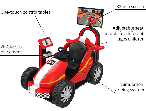 Park rozrywki VR jeździ Symulator gier wyścigowych 9D dla dzieci Na monety Samochodowy automat zręcznościowy 4
