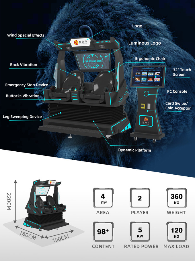 2-osobowa kolejka górska 9d Vr Motion Chair Vr Cinema Movies Simulator Virtual Reality Game Machine Arcade Na sprzedaż 1
