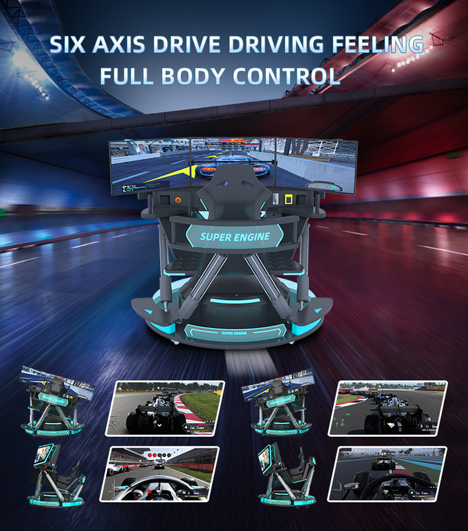 Simulator samochodowy 9d Vr 6 Dof Simulator wyścigowy Wirtualna rzeczywistość Arcade Gra maszyna z 3 ekranami 3