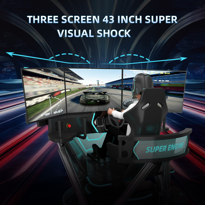 Simulator samochodowy 9d Vr 6 Dof Simulator wyścigowy Wirtualna rzeczywistość Arcade Gra maszyna z 3 ekranami 5