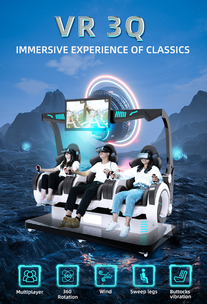 3 miejsc Symulator wirtualnej rzeczywistości Moneta obsługiwana 5D Gra maszyna 9D krzesła kinowe 0