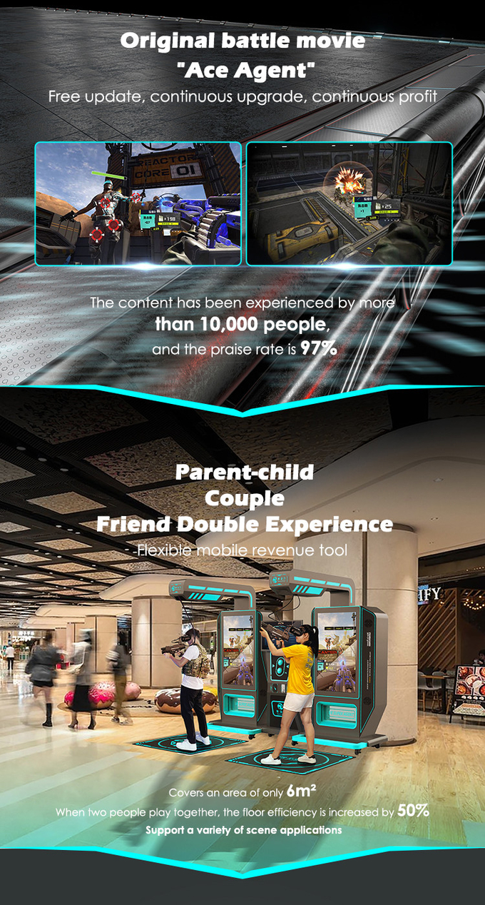 Wirtualna rzeczywistość w pomieszczeniach 9d VR Arcade Strzelaninka maszyna gry kat VR Super 2 gracz symulator broni dla centrum handlowego 4