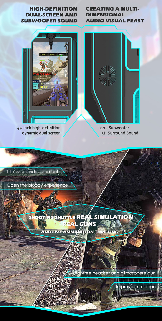 Rozrywka Symulator wirtualnej rzeczywistości Arcade Shooting Arena Gry 9d Movie Gun Play Station Symulator gier bitewnych 2