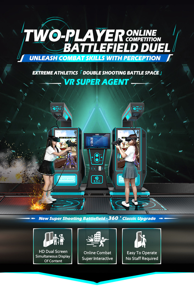 Wirtualna rzeczywistość w pomieszczeniach 9d VR Arcade Strzelaninka maszyna gry kat VR Super 2 gracz symulator broni dla centrum handlowego 0