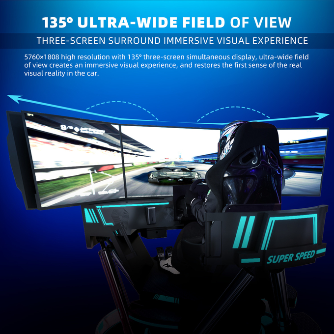 Vr 3-ekranowy wyścig samochodowy Simulator wirtualnej rzeczywistości 6-Dof Czarny wyścig samochodowy Gra maszyna 5d Prowadzenie samochodu Arcade For Mall 5