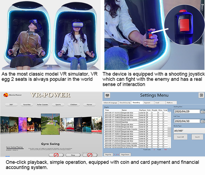Park rozrywki Vr 9D Symulator ruchu Interaktywna gra 9D VR Wirtualna rzeczywistość Jajo Vr Krzesło kina 4