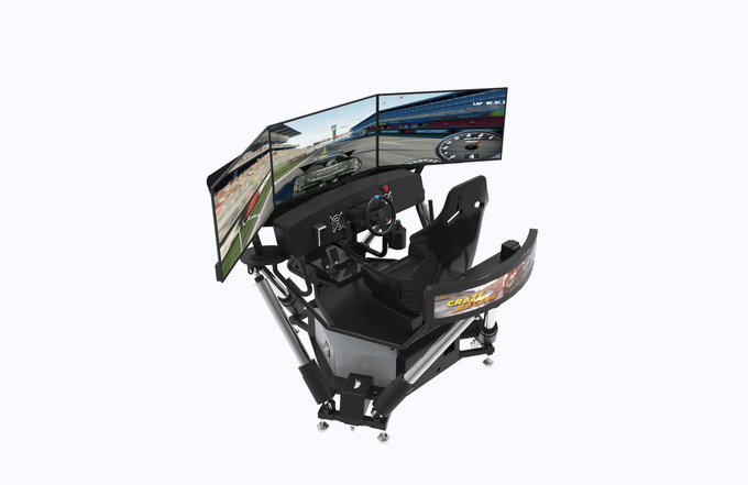 Symulator z włókna szklanego 9D, dynamiczna gra symulatora wyścigów VR 6 Dof 3 ekranowy symulator jazdy samochodem 0