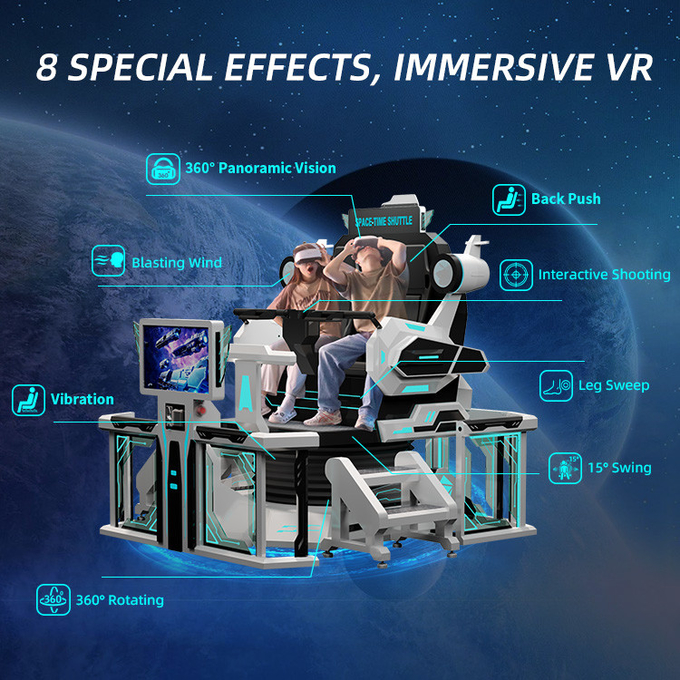 Bezpieczeństwo 9d VR Cinema 2 Seats Vr Roller Coaster Simulator Chair 360 Motion Ride 4