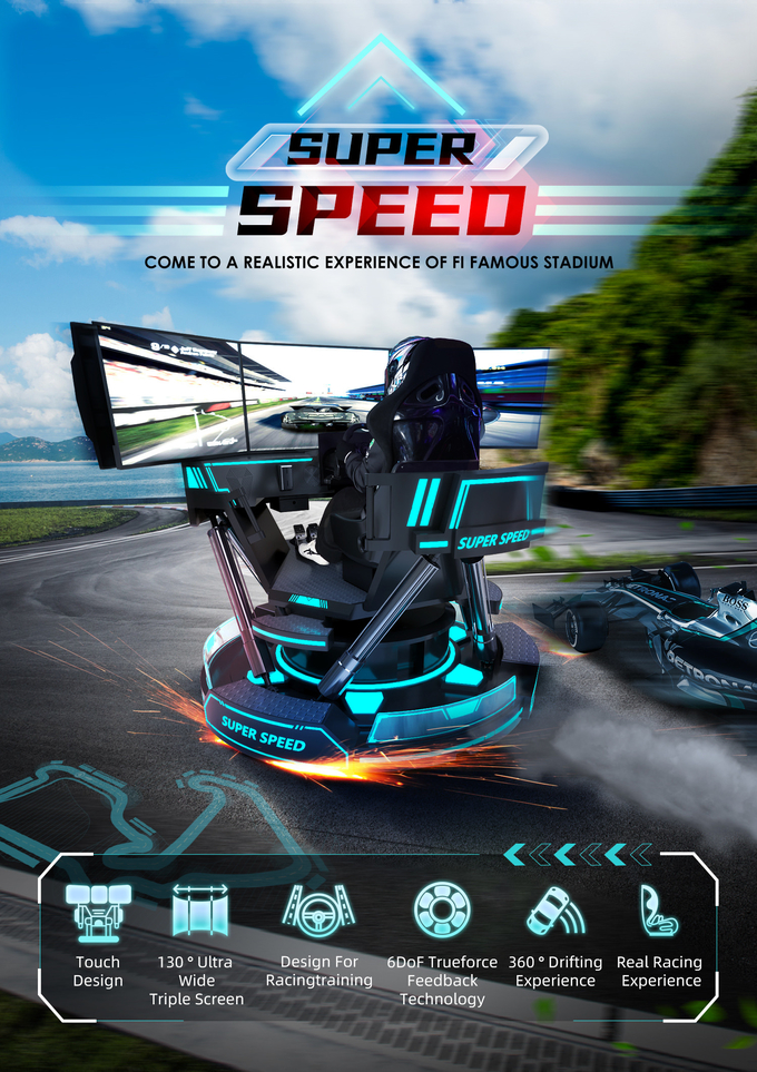 Vr 3-ekranowy wyścig samochodowy Simulator wirtualnej rzeczywistości 6-Dof Czarny wyścig samochodowy Gra maszyna 5d Prowadzenie samochodu Arcade For Mall 0