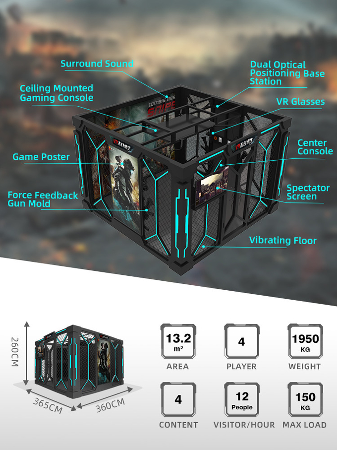 9d Vr Simulator Strzelania Vr Pokój Vr Platformy Spaceru VR Gry Wirtualnej Rzeczywistości Multiplayer Zombie Arcade Machine 1