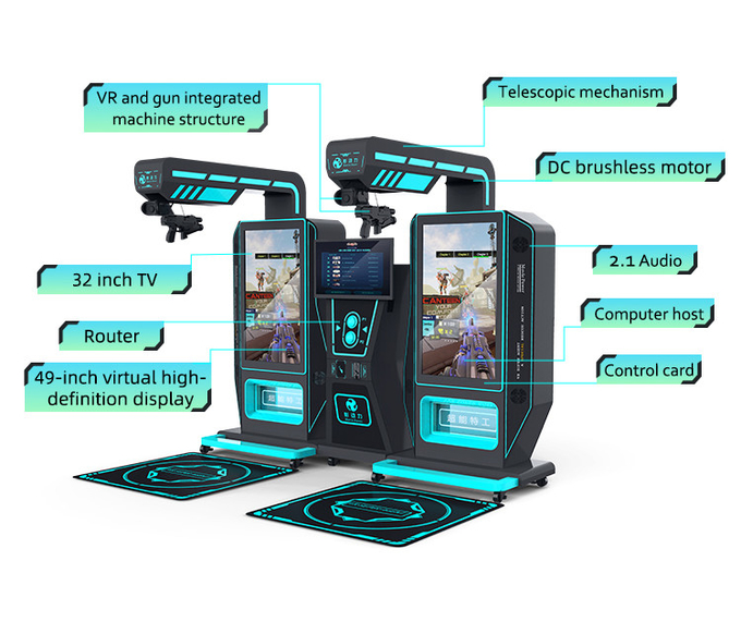 Wirtualna rzeczywistość w pomieszczeniach 9d VR Arcade Strzelaninka maszyna gry kat VR Super 2 gracz symulator broni dla centrum handlowego 1
