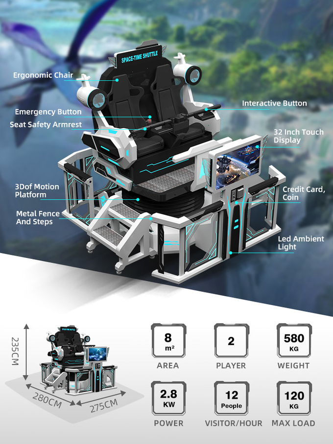 4d 8d 9d Symulator wirtualnej rzeczywistości Vr Maszyna do gier Roller Coaster Vr Krzesło 2-osobowe 1
