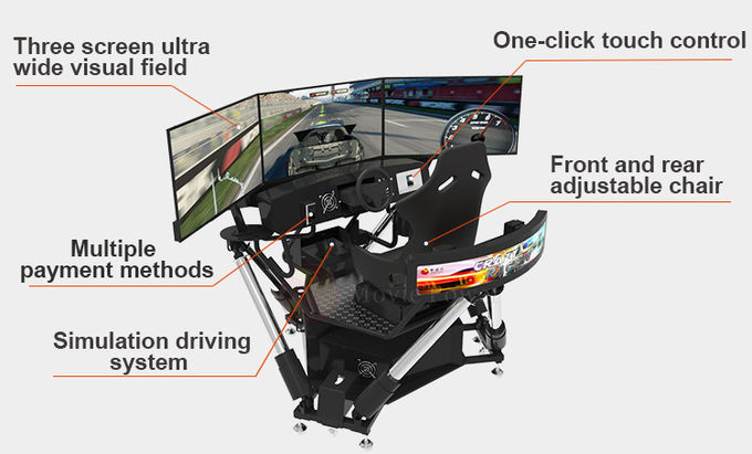 6 DOF Racing Cars Arcade Dynamic Motion Drive Equipment 3-ekranowy symulator jazdy 3